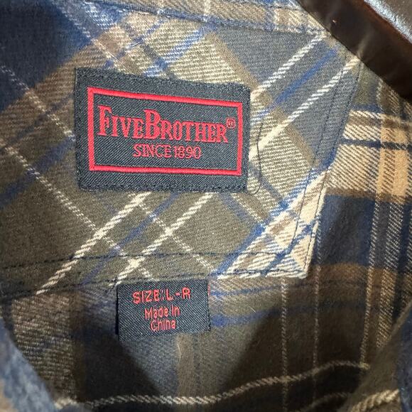 Five Brothers Flannel Shirt Plaid Flannel Shirt Casual Pockets Men's L - Picture 5 of 10